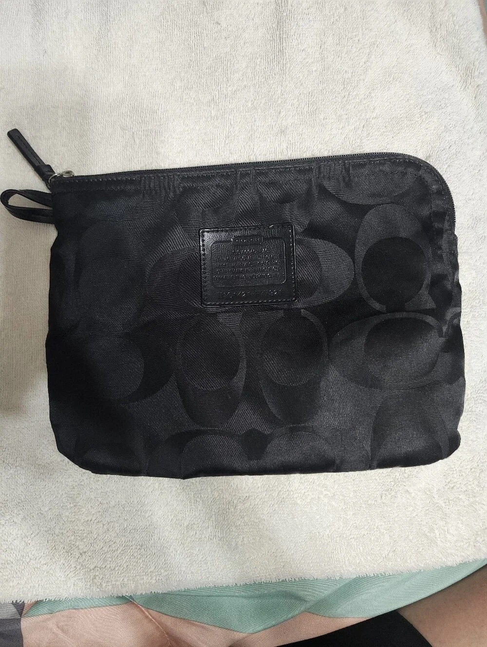 Coach Black Leather Patch Interior Zip Pouch